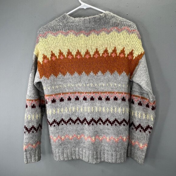 Aztec Southwestern Cardigan Sweater XS Gray Brown Buttons Super Soft So - Picture 2 of 5